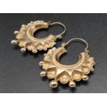 9K Yellow Gold Victorian Style Earrings. 2.82g