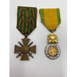 2 x WW1 French Medals. The Croix De Guerre (War Cross) with Bronze Brigade level M.I.D Star and