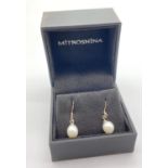 Sterling Silver and Pearl drop earrings in presentation box.