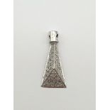 14K White Gold and Encrusted Diamond Triangular Pendant. 2.54g