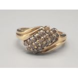 18K Yellow Gold Diamond set ring. 0.20ct. Weights 3.8g and size L.