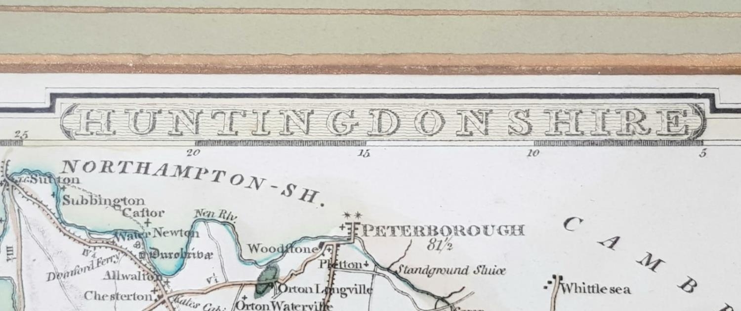 Antique 1806 Map of Huntingdonshire. Framed and protected in a plastic wrap. Good condition. 27 x - Image 3 of 4