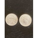 Pair of uncirculated World War II sixpences, years 1942 and 1943 ,nice pair of wartime ?Tanners?.