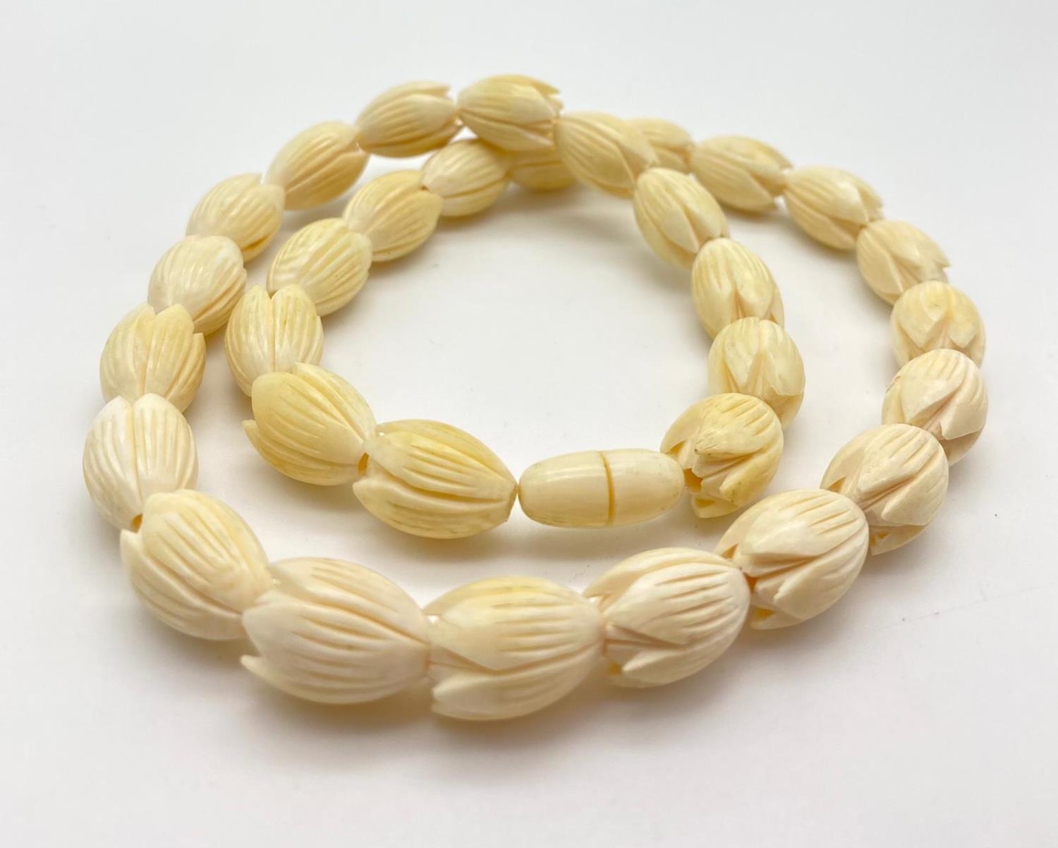 Antique Ivory Lotus Flower Necklace. - Image 3 of 3