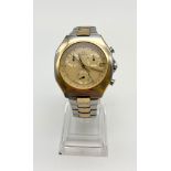 1990s Omega Seamaster Polaris Men's Chronograph Watch. 18k Yellow Gold and Stainless Steel strap.