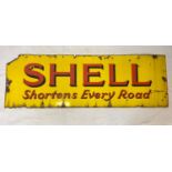 Large Original Vintage Shell Enamel Sign - Shell Shortens Every Road. Conditions as per photos.