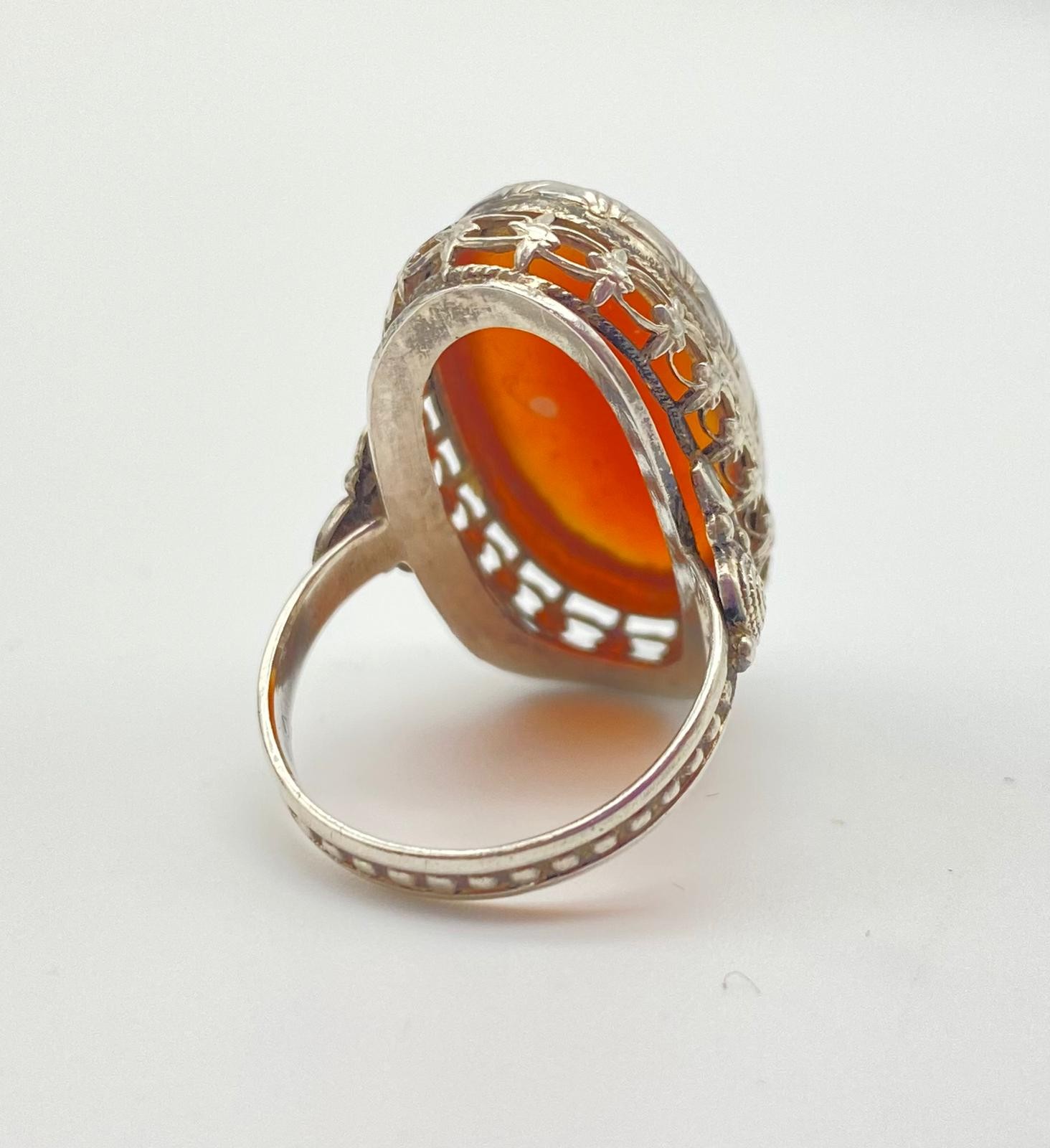Large Vintage Citrine Stone Silver Ring. Size O. 5.67g - Image 4 of 4