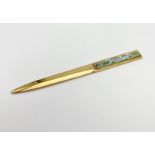 Halcyon Days Enamel and Gold-Plated Letter Opener. 15cm long.