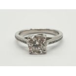 PLATINUM DIAMOND S/S RING 1.02CT. SIZE J. 3.83G.