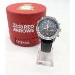 A genuine Citizen Eco-Drive RAF Red Arrows watch in original presentation ox and paperwork. In