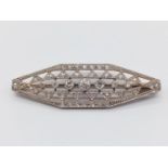 A nice Art Deco diamond brooch. Weight 7g. Dimensions: 5.2x1.5cm. No damages or repairs.