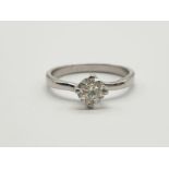 PLATINUM DIAMOND SOLITAIRE RING 0.73CT SI1/SI2 H/I 4.1G. SIZE P.