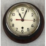 Russian Naval Wall Clock - Used on a Submarine. Wooden wall mount. Good condition, with key - in
