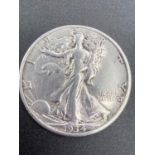 Silver USA walking lady half dollar 1934. Very fine condition.