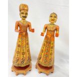 HAND CARVED FIGURES OF SIKH BRIDE AND GROOM HIGHLY DECORATIVE IN EASTERN STYLE. STANDING 41cms tall