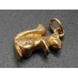 9k yellow gold squirrel charm/pendant, weight 2.84g