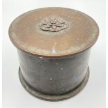 A WW1 1917 4.5 Inch Howitzer Shell Trench Art Lidded Cannister. Embossed with the East Yorkshire