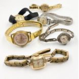 Six Vintage Ladies Watches, Including: Silvana, Tanivas, Hamilton, Bulova. As Found.