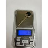 Antique 9k gold pocket watch key, weight 6.7g , large key with swivel stone , tested positive as