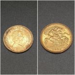 22K Yellow Gold Half-Sovereign. 1982. 4g