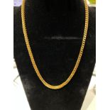 9K YELLOW GOLD GENTS DESIGNER NECKLACE, CUBAN CHAIN 4 SIDED WITH DESIGNED BLOCK. WEIGHT 37.7G