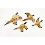 A Set of Four Rare Vintage Solian Ware Flying Pheasants Wall Plaques. Good condition.