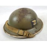 WW2 British Tommy Helmet with Insignia of the 49th (West Riding) Infantry Division.