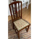 EDWARDIAN STRAIGHT BACK ROSEWOOD CHAIR IN GOOD CONDITION.