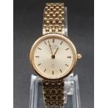 A LADIES ROTARY GOLD PLATED WRIST WATCH, QUARTZ MOVEMENT IN PRESENTATION BOX.