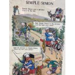 Vintage Arthur Mee's Simple Simon Wall Sign. Condition as per photos. Plastic coated metal. 35 x