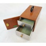 A Vintage Strongbox or Safe Deposit Box. No Key! Wood exterior with two metal drawers. 20 x 36cm