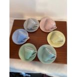 Vintage Zeh Scherzer set of espresso cups and saucers.Consisting 6 bone china cups and matching