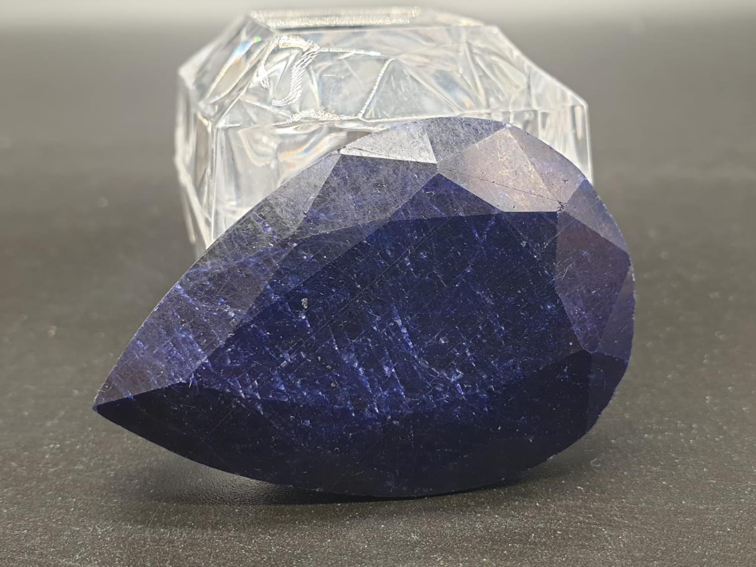 371cts of Pear Shaped Natural Blue Sapphire. GLI Certified.