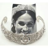 A tiara, an exact replica of the one Megan Markle wore on her wedding day to Prince Harry. This