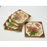 5x 1920s fire plate tiles in good condition for age, 15.5cm approx
