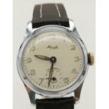 A Vintage Kienzle Gents Chronograph Watch. New brown leather strap. Stainless steel case -32mm. Good