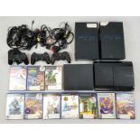 A PlayStation Mixed Lot. 2 PlayStation 2 consoles and 1 PlayStation 3 console. 10 PlayStation 2