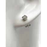 Pair of Diamond ears studs, Princess cut. Total Diamond weight 50 pts. Clarity VA1, Colour F. In a