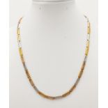 9K 3 colour Greek link style necklace. Weighs 6.2g. Length 42cm.