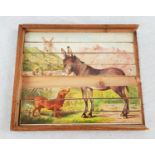 A Rare Antique Wooden Dog and Cat Themed Jigsaw. 21 x 25cm