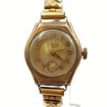A 9K Swiss Made Majex Ladies Watch. Gold and Stainless Steel expandable strap. Gold case. Gold