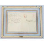 Antique French Passport and Visa Document. In glass frame. 43 x 34cm