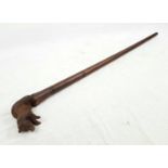 A Black Forest Walking Stick with Hand-Carved Brown Bear Handle. Good condition - 91cm