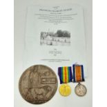 WW1 Death Plaque and Duo to M2/166861 Pte. F.C Austin of the 1st Ammunition Sub Motor Transport