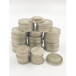 A Large Selection Of English Coins - All 500 Silver. 1380g total weight.