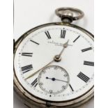 An Antique Silver Pocket Watch. Makers Mark of Wehrle Brothers of London. Chronograph second dial.