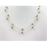 14CT YELLOW GOLD EVILEYE 2 ROW NECKLACE WEIGHS 5.65G LENGTH 47CM