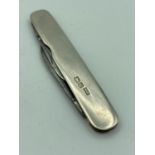 Vintage silver cased penknife with twin blades and a clear hallmark for William Needham, Sheffield