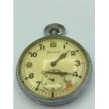 World War II Helvetia pocket watch with markings to back showing GS/TP P76634 and the military