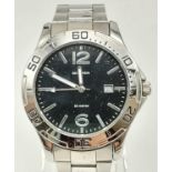 A Black Dial Stainless Steel Sekonda Gents Wristwatch. 40mm case. Good condition in working order.